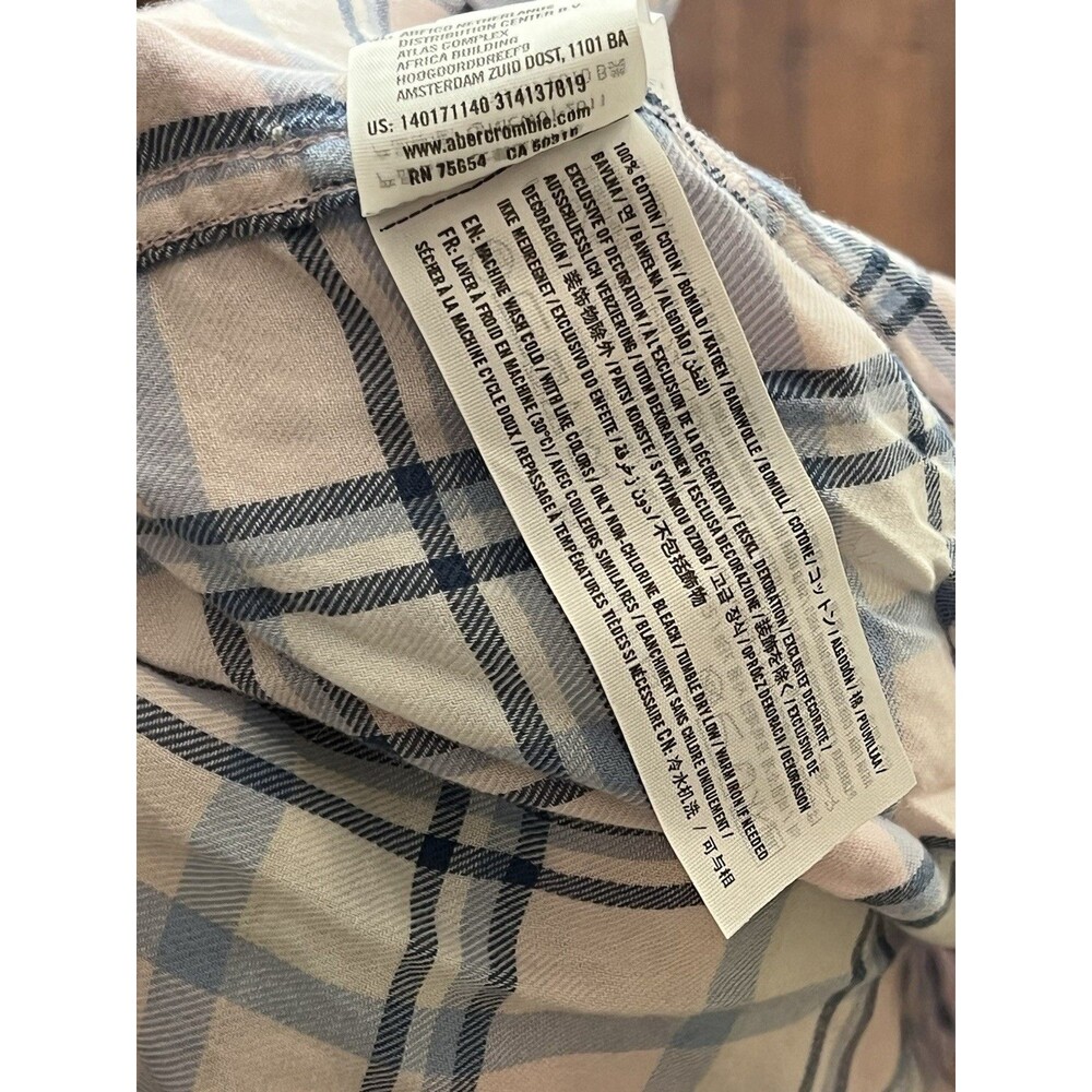 Abercrombie & Fitch Y2K Plaid Button Down Flannel Blue Pink Shirt Womens M - Picture 3 of 3